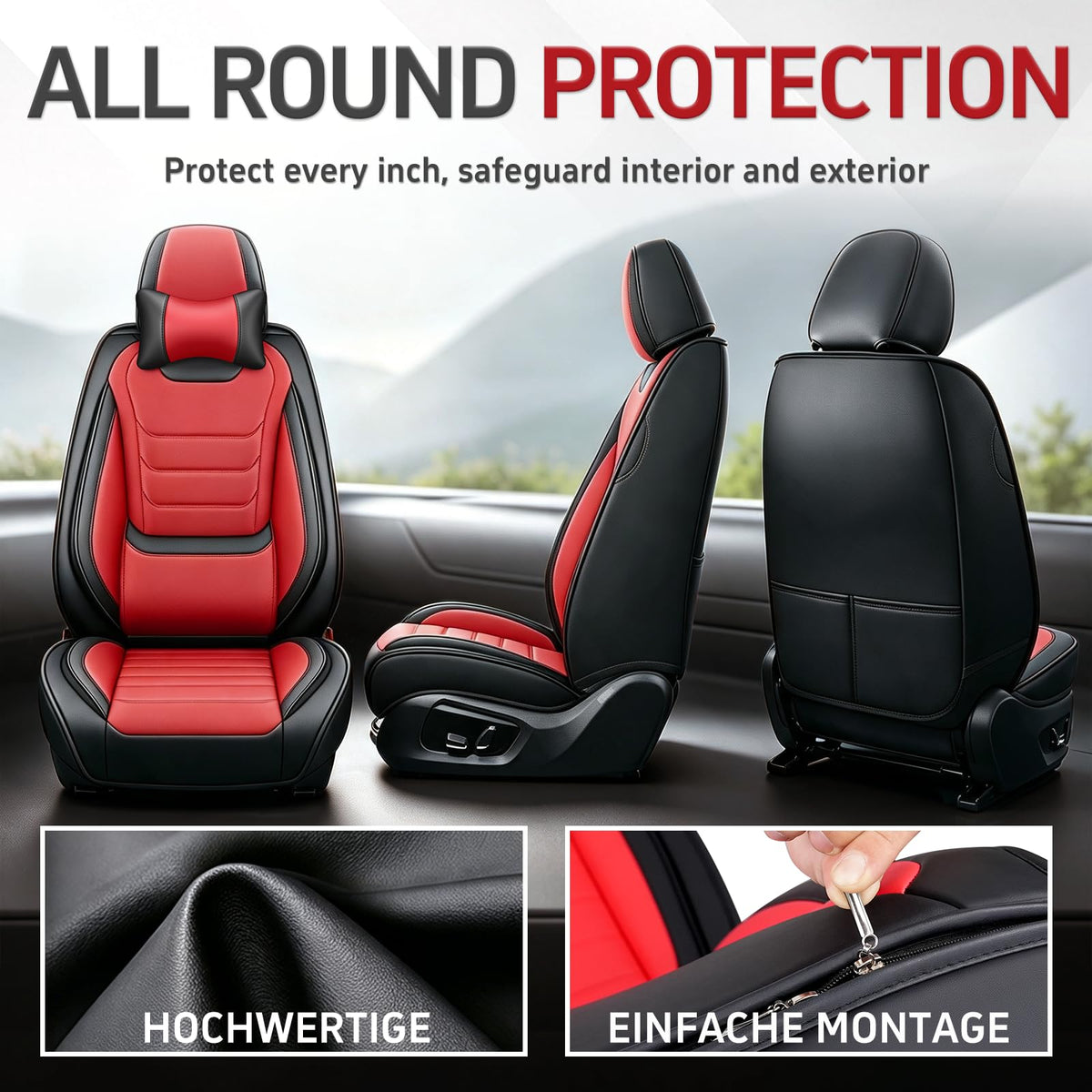 Black Red Seat Covers Full Set C684724