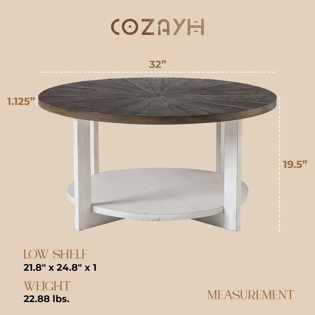 Round Farmhouse Coffee Table P1145