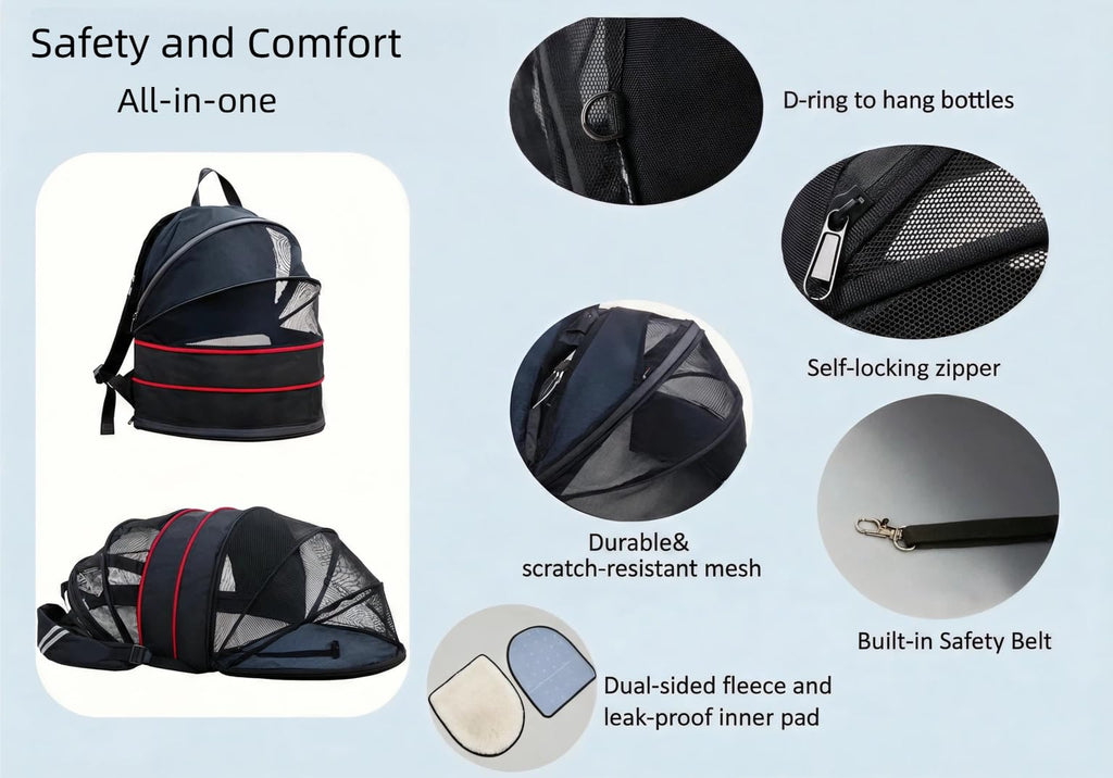 Expandable Dog Backpack Carrier with Breathable Front Opening-Black I214550