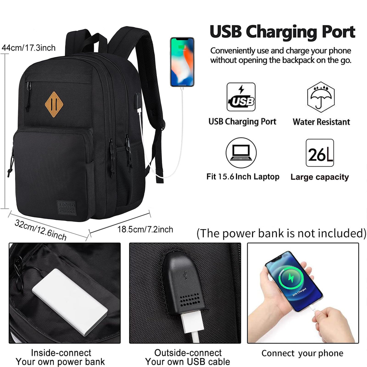 Anti Theft Laptop Backpack with USB Charging Port O502313