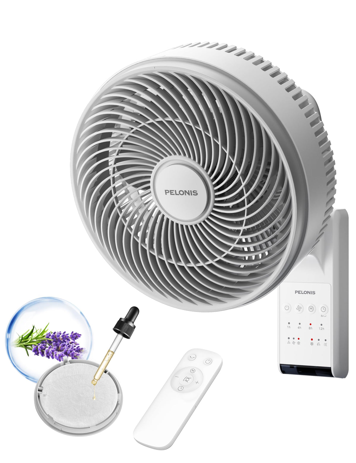 12 inch Indoor Oscillating Wall Mount Fan with Remote, White U41268