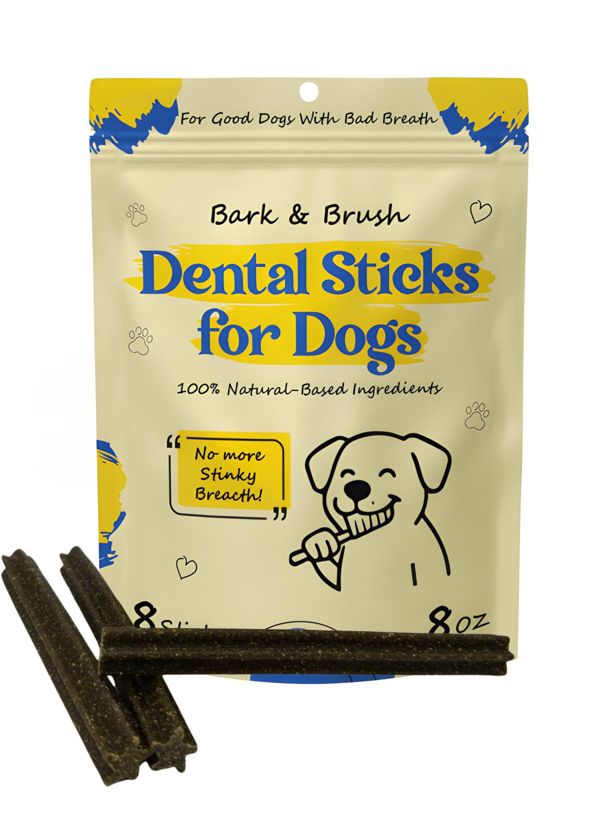 Natural Dental Chews for Dogs, Mint & Apple Flavor, 8 Count M193569