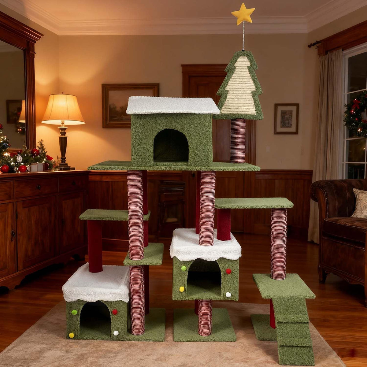 70.8" Cat Tree Tower with Scratching Post & Ladder D99879