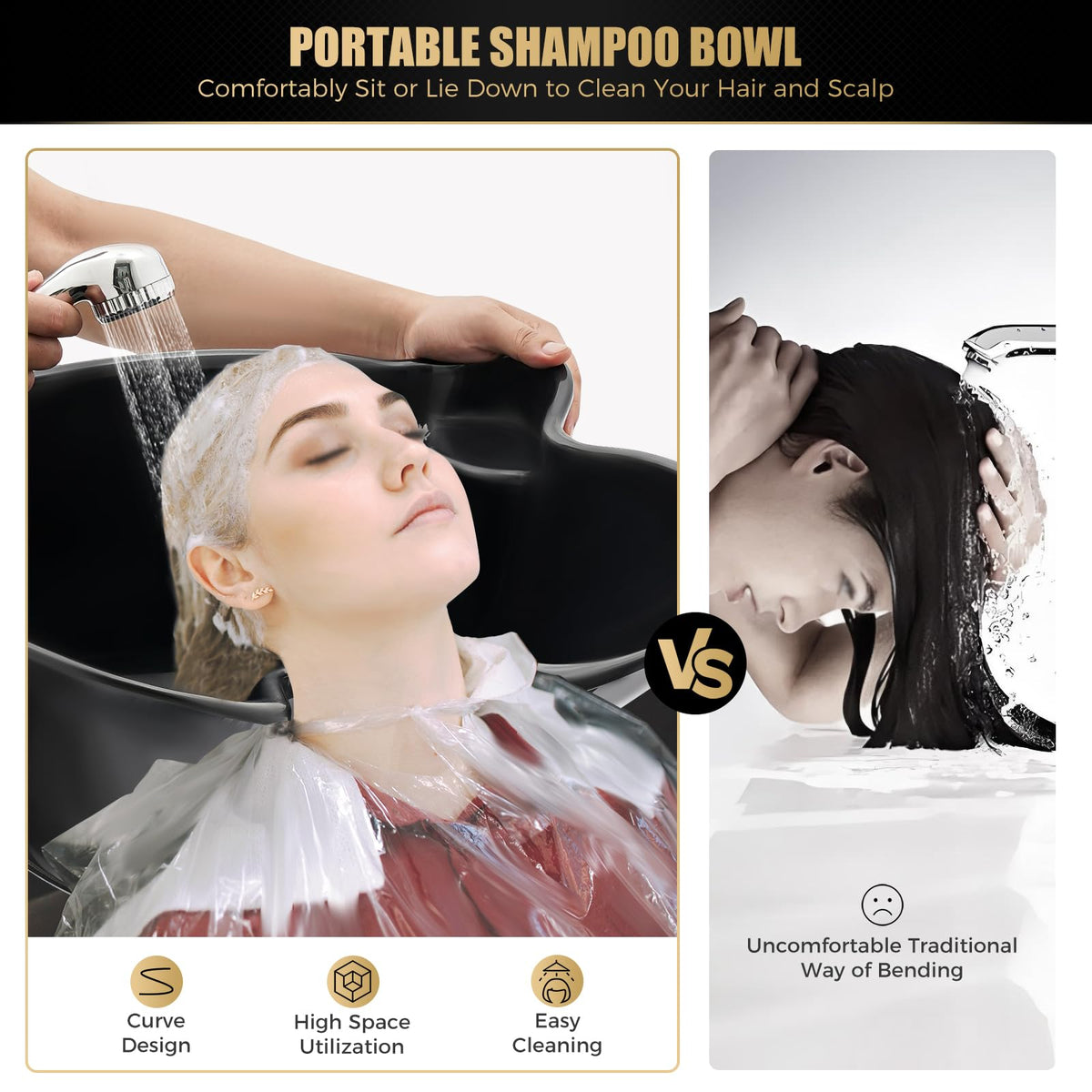 Portable Plastic Shampoo Bowl with 2 Bucket and Electric Pump Z68304