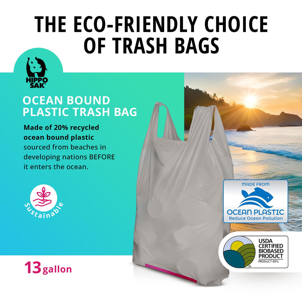 13 Gallon Recycled Plastic Tall Kitchen Trash Bags 45 Count R5988