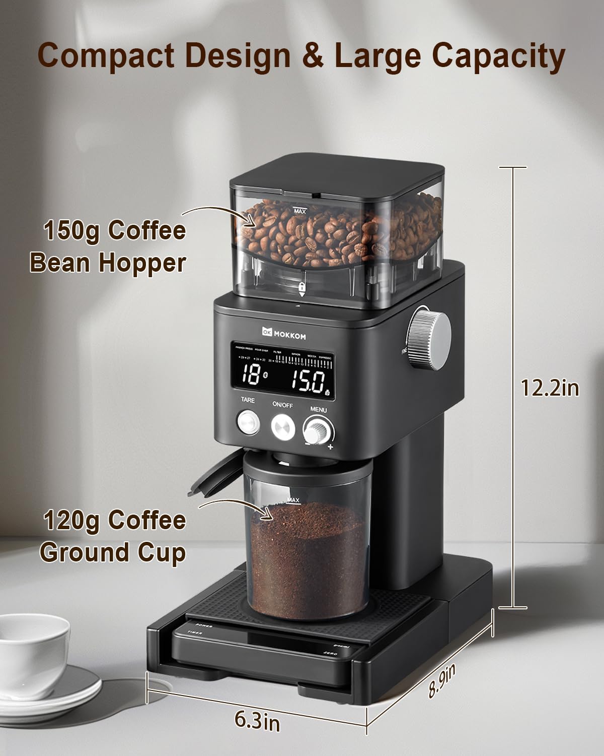 Electric Conical Burr Coffee Grinder with Scale F9655