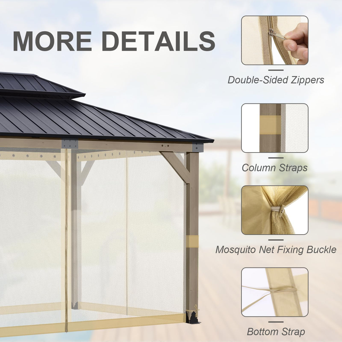 12'x14' Mosquito Netting Screen for Gazebo M95710