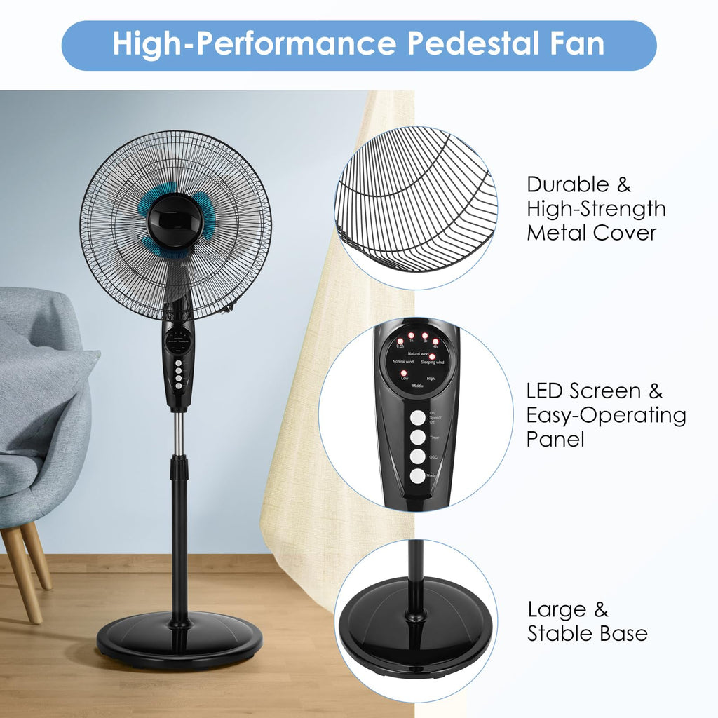 16” Pedestal Fan with 3-Speed Digital Control U90799