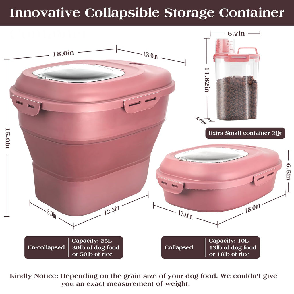 Airtight Collapsible Pet Food Storage Container with Scoop L128964