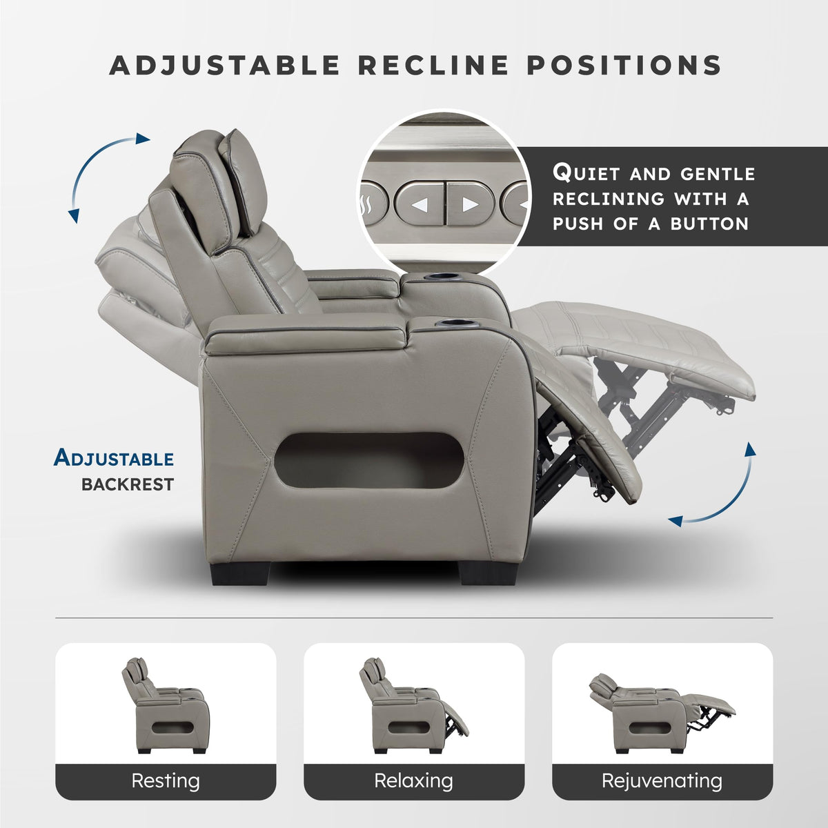 Gray Top Grain Leather Match Double Reclining Loveseat C51806