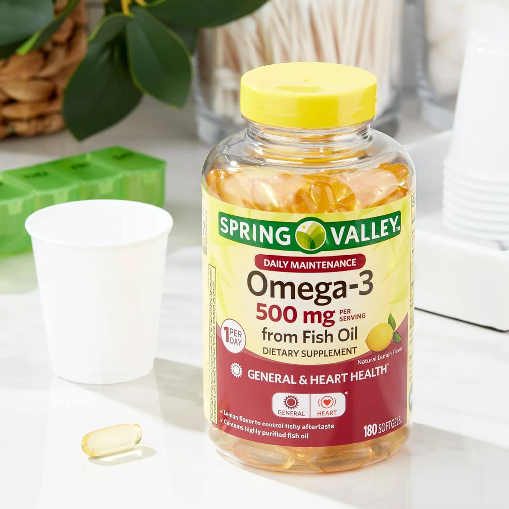 Omega-3 500 mg 180 Count Fish Oil Dietary Supplements O7969