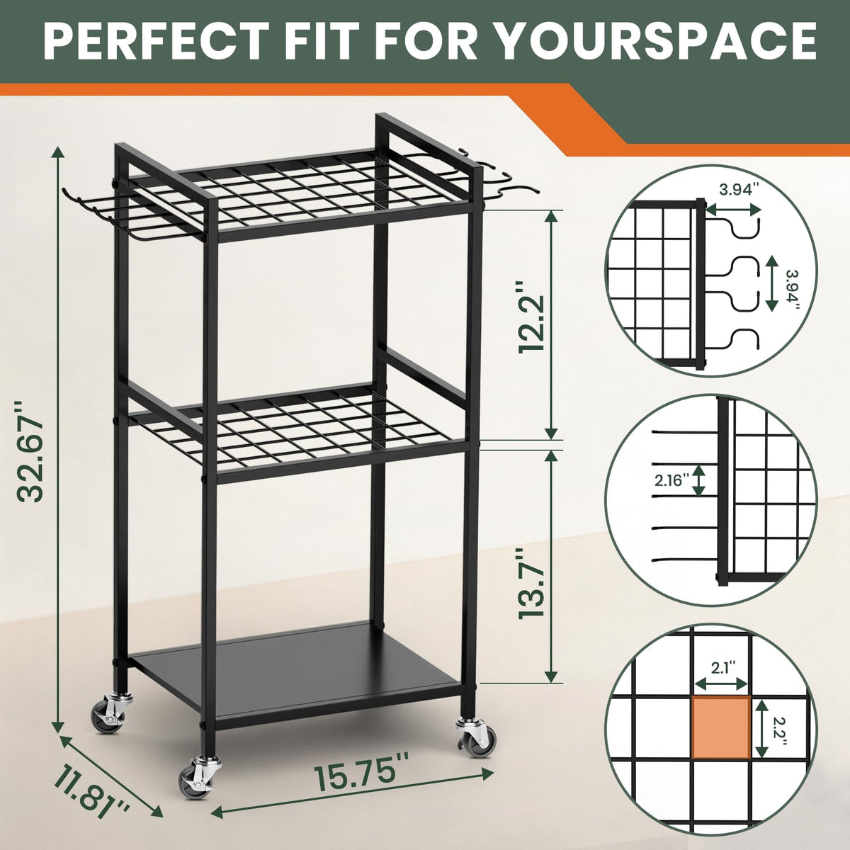 Garden Tool Organizer with Wheels S467