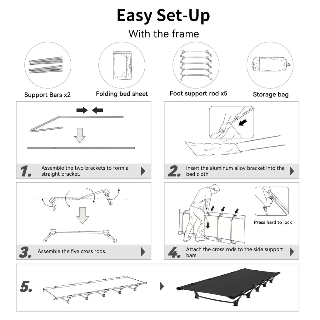 Ultralight Portable Folding Camping Cot with 2 Side Pocket R699