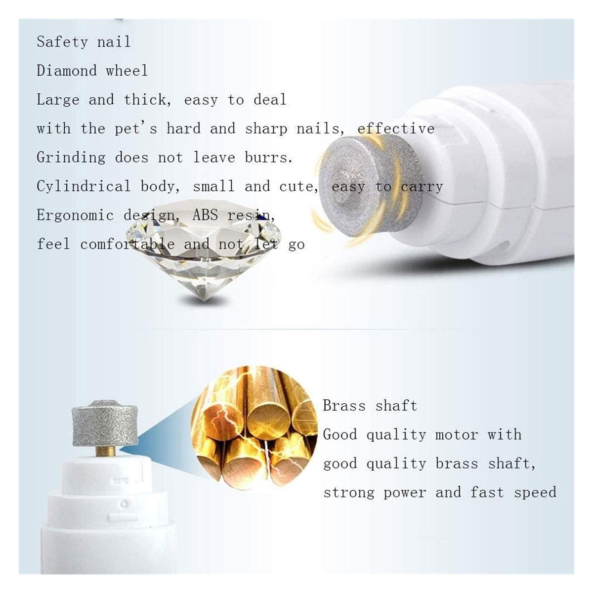 Electric Pet Nail Grinder Rechargeable Quiet A6606