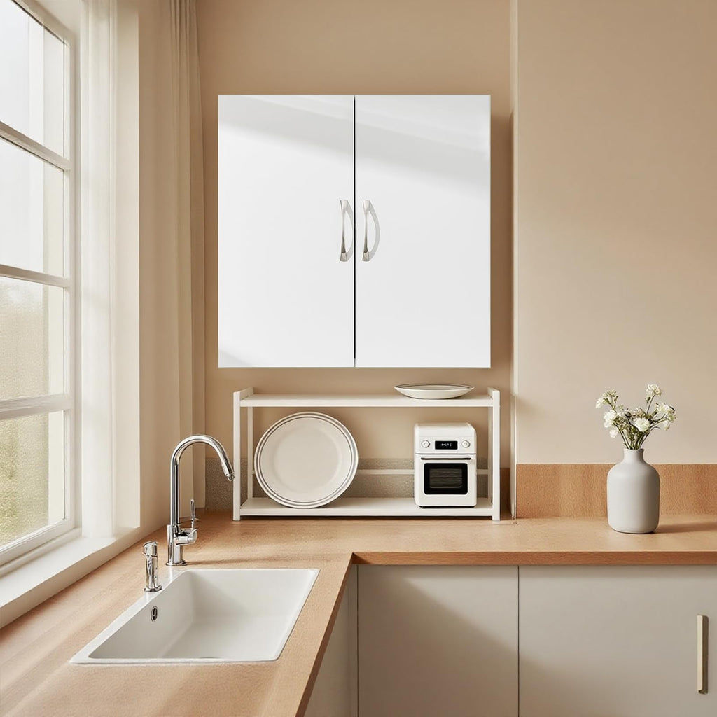 White Wall Cabinet with Shelf D839