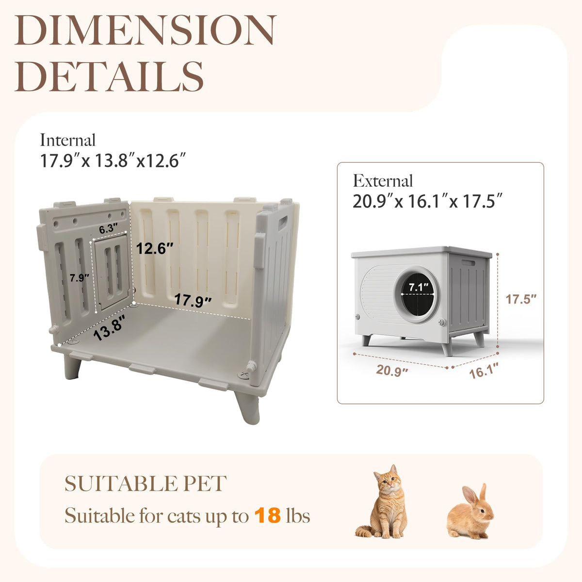 Weatherproof Outdoor Cat House with Escape Door Q45871