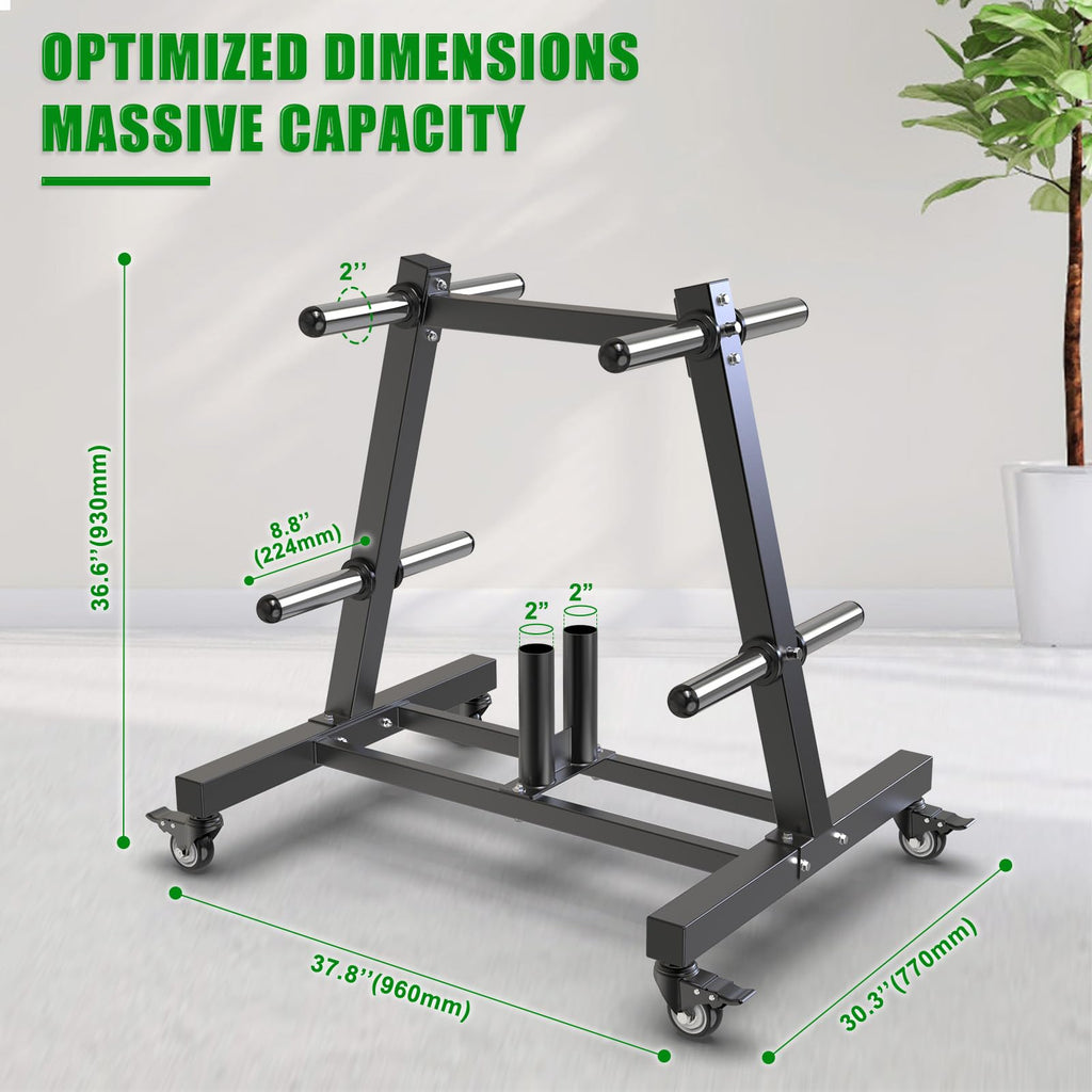 2" Olympic Weight Plate Tree Rack and Barbell Holders O3823