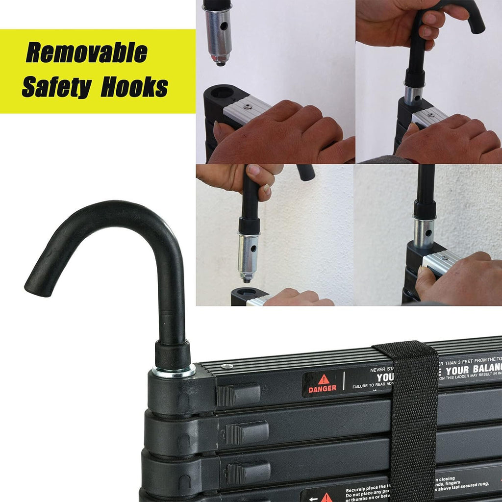 20.3ft Aluminum Telescoping Ladder with Roof Hooks I39661