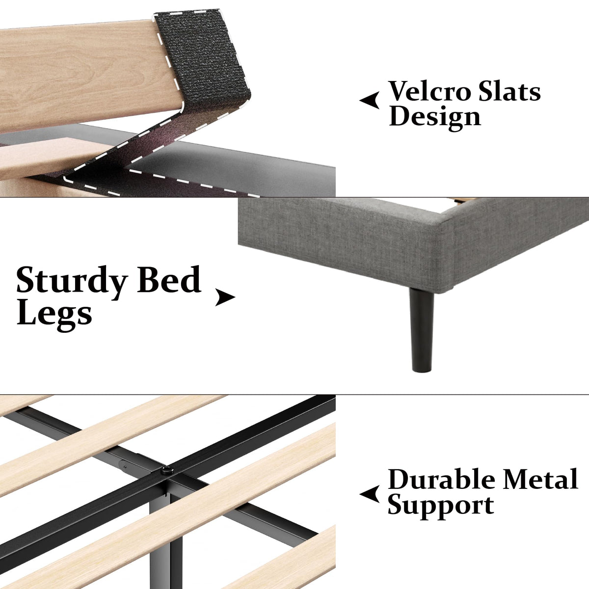 Queen Size Upholstered Platform Bed Frame with Wingback Headboard R39533