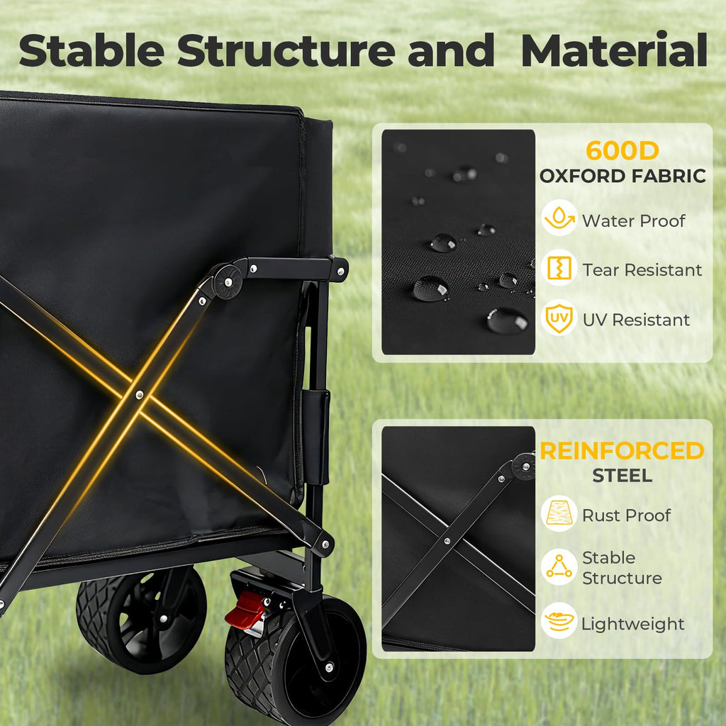 Collapsible Wagon Cart with Wheels 240L Capacity M50179