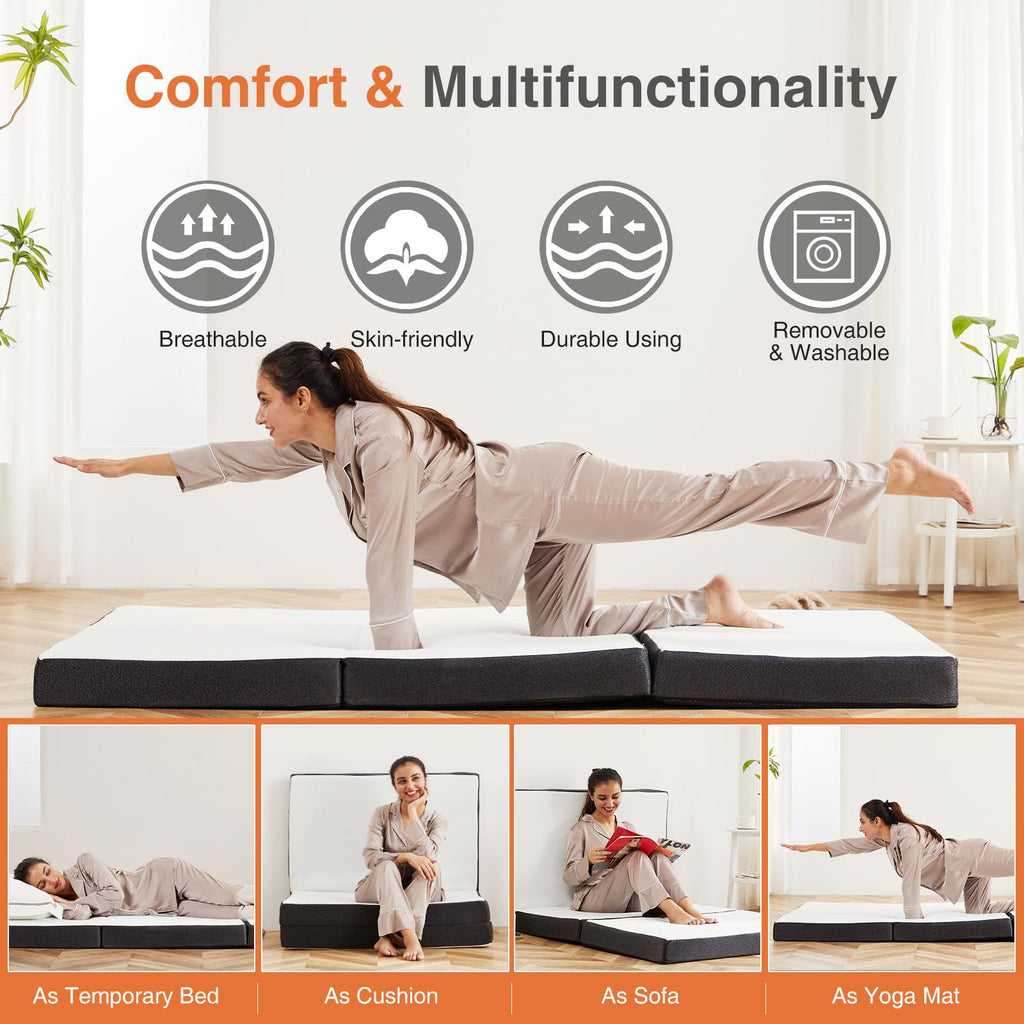 3 Inch Memory Foam Tri-fold Mattress T552