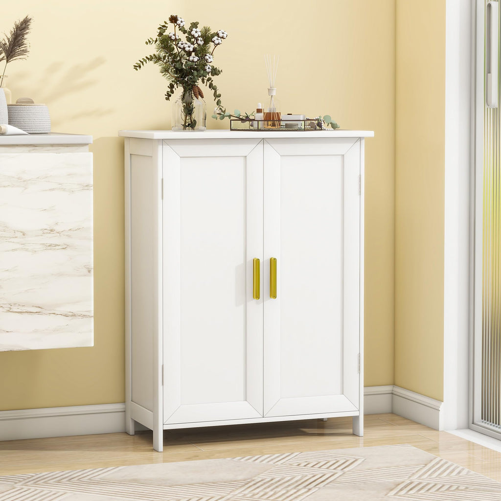 White 2 Door Bathroom Floor Storage Cabinet S1781