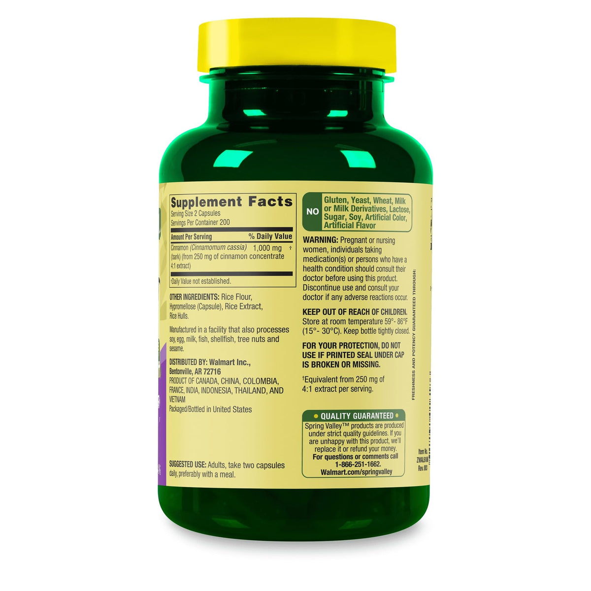 Cinnamon 1000 mg Vegetarian Capsules Herbal Supplement G135673