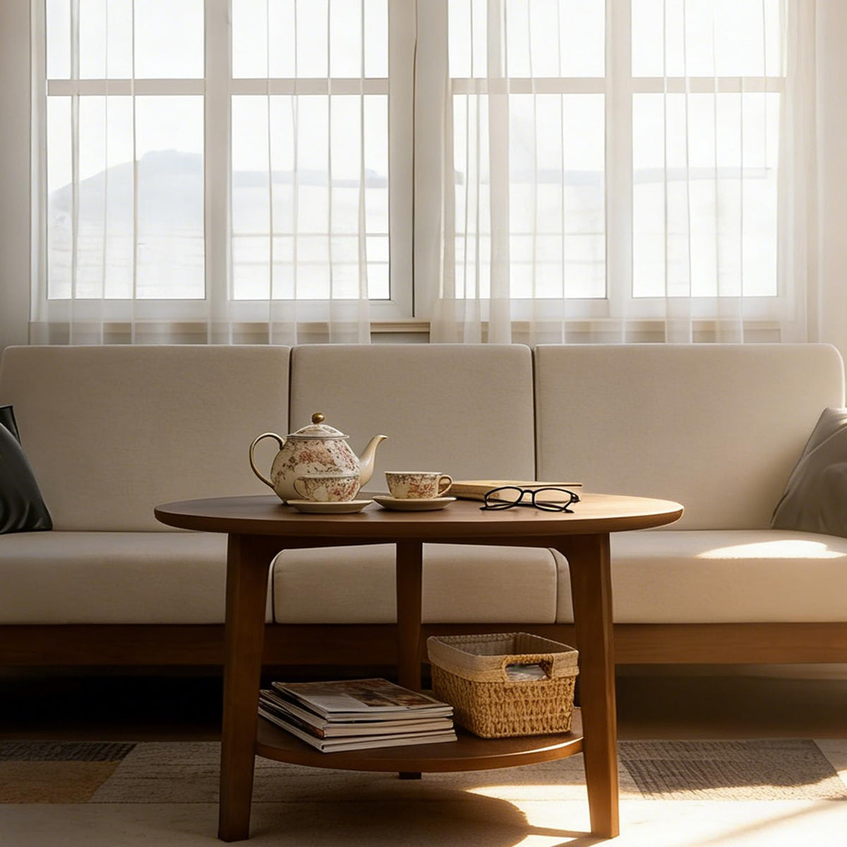 2-Tier Round Wood Coffee Table H74053