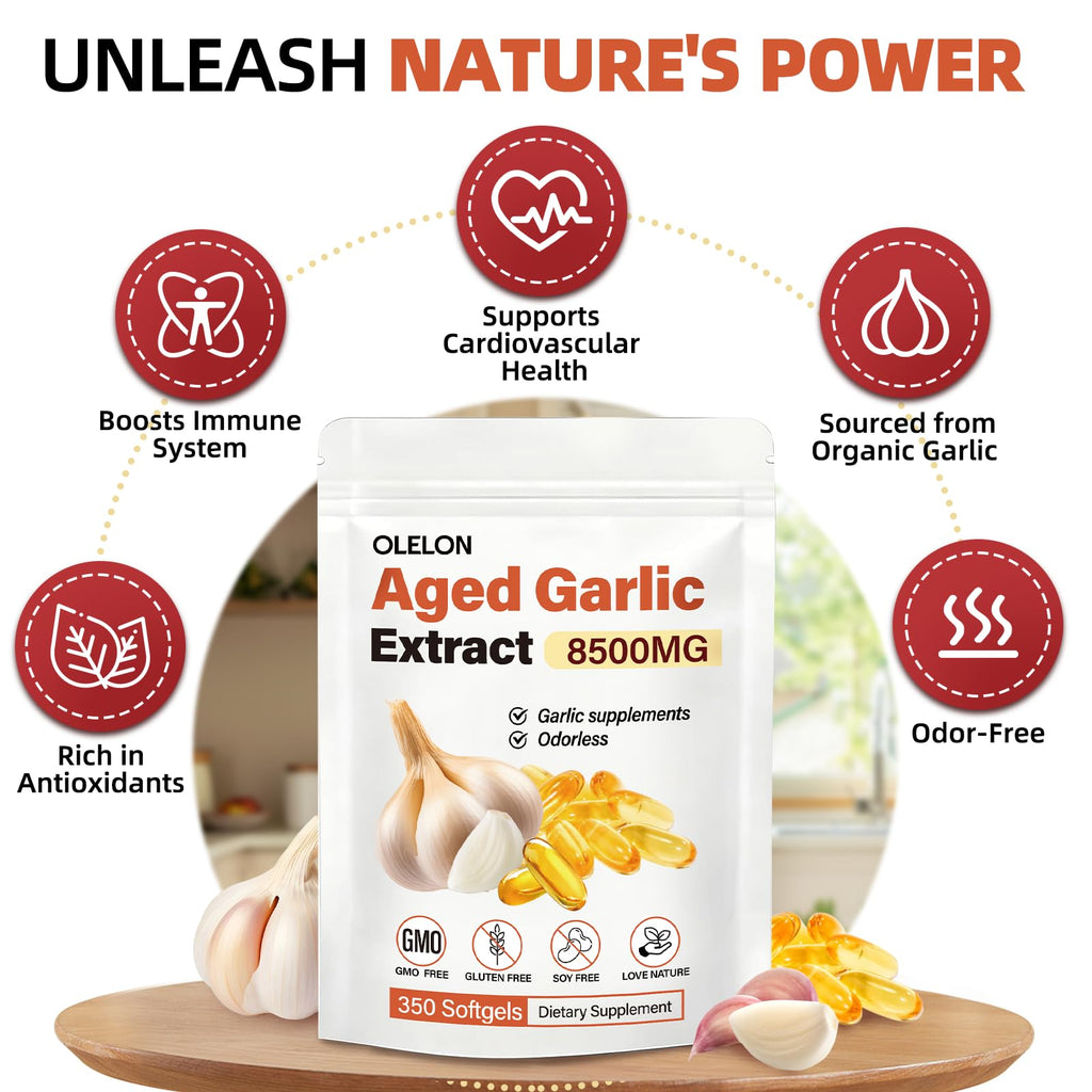 Aged Garlic Extract 350 Softgels Odorless Organic Garlic Supplement F4103