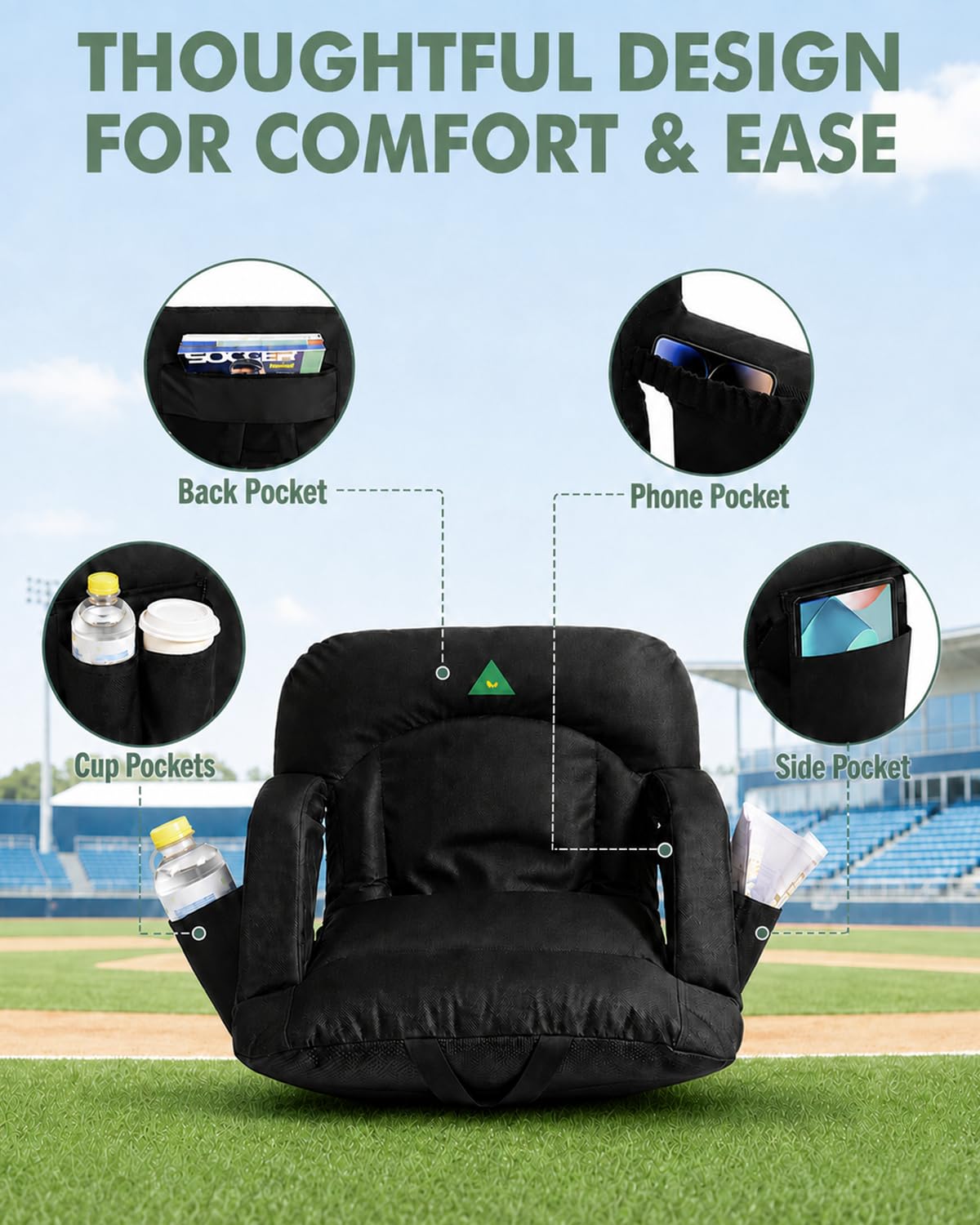 25" Wide Stadium Seats with Armrests & Back Support C994