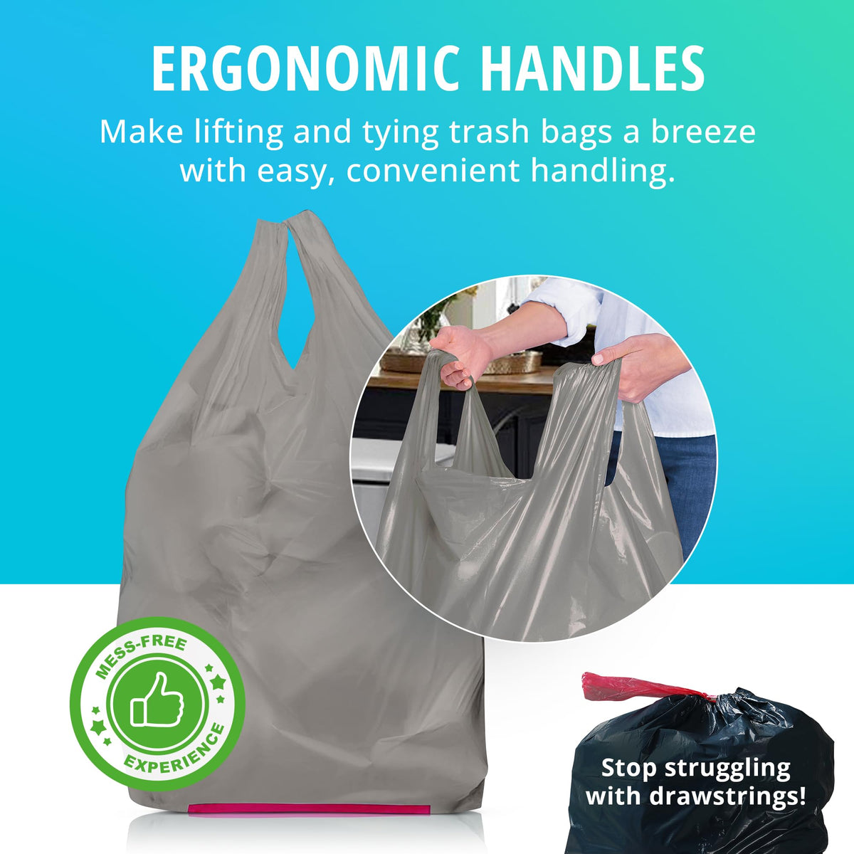 13 Gallon Recycled Plastic Tall Kitchen Trash Bags 45 Count R5988