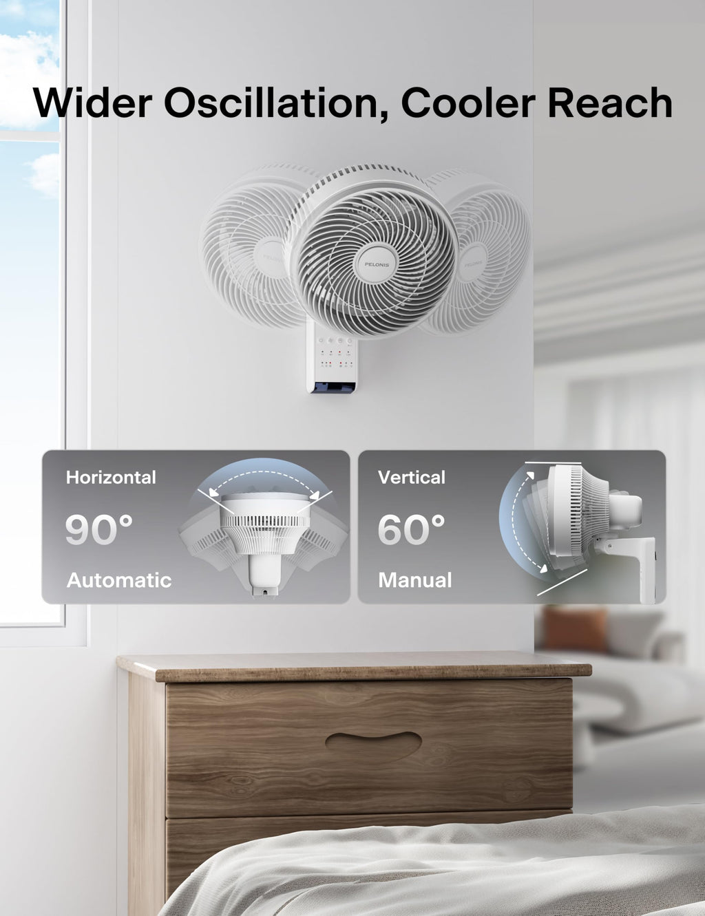 12 inch Indoor Oscillating Wall Mount Fan with Remote, White U41268