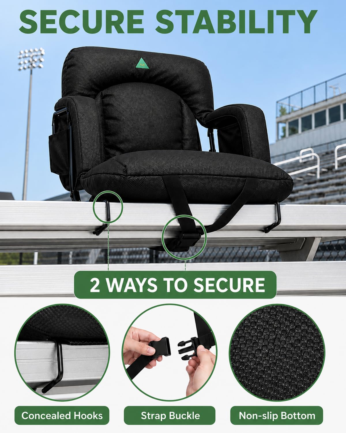 25" Wide Stadium Seats with Armrests & Back Support C994