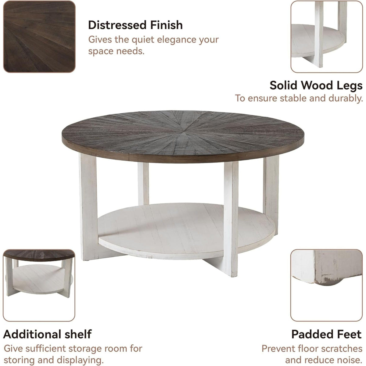 Round Farmhouse Coffee Table P1145