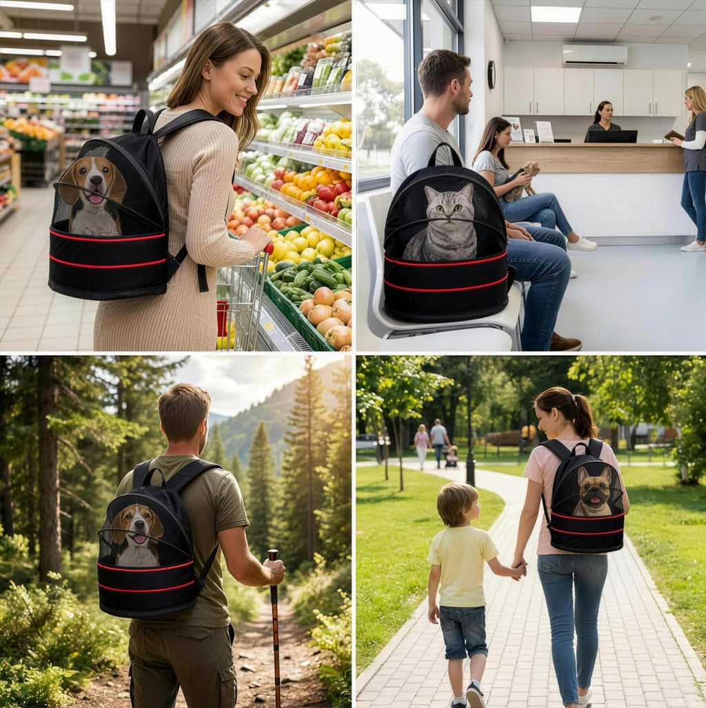 Expandable Dog Backpack Carrier with Breathable Front Opening-Black I214550