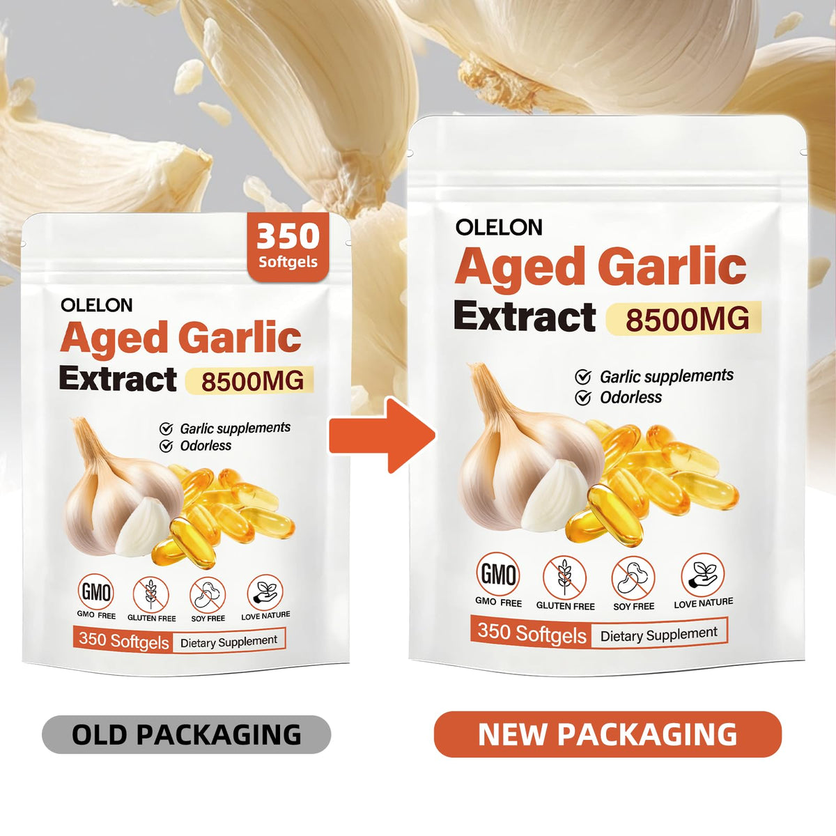 Aged Garlic Extract 350 Softgels Odorless Organic Garlic Supplement F4103