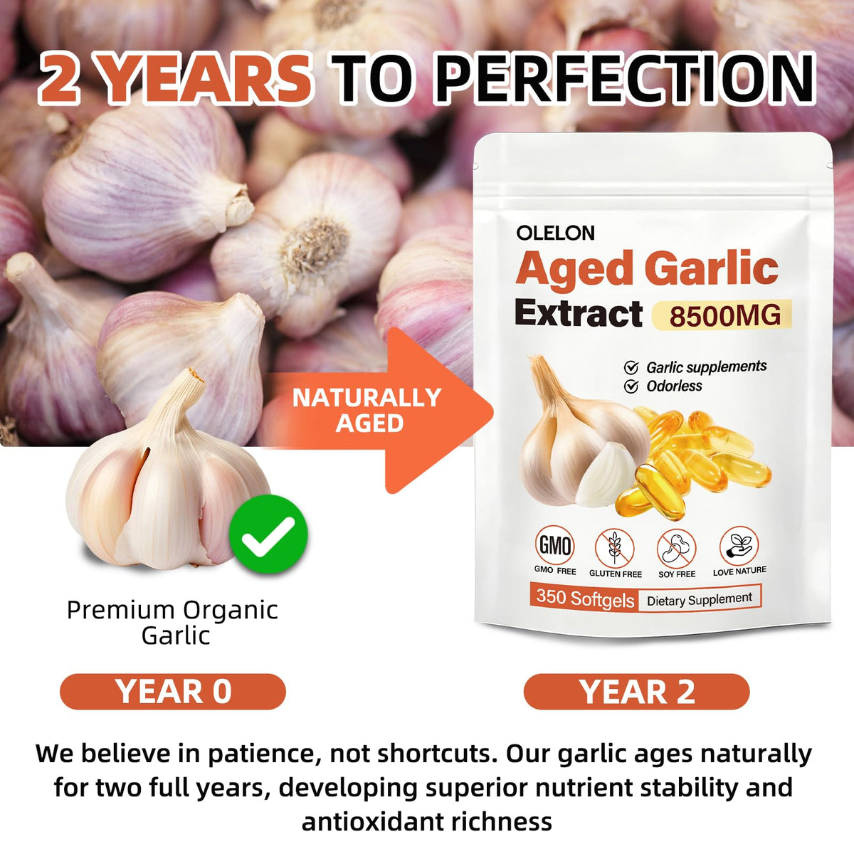 Aged Garlic Extract 350 Softgels Odorless Organic Garlic Supplement F4103