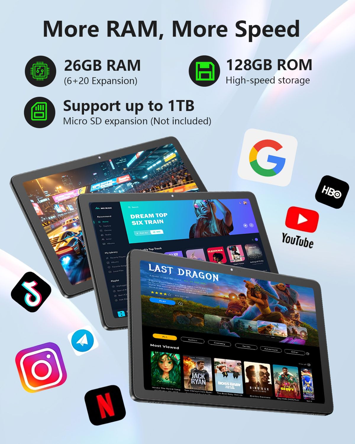 10 inch Tablet with 26GB RAM 128GB ROM 7000 mAh N872767