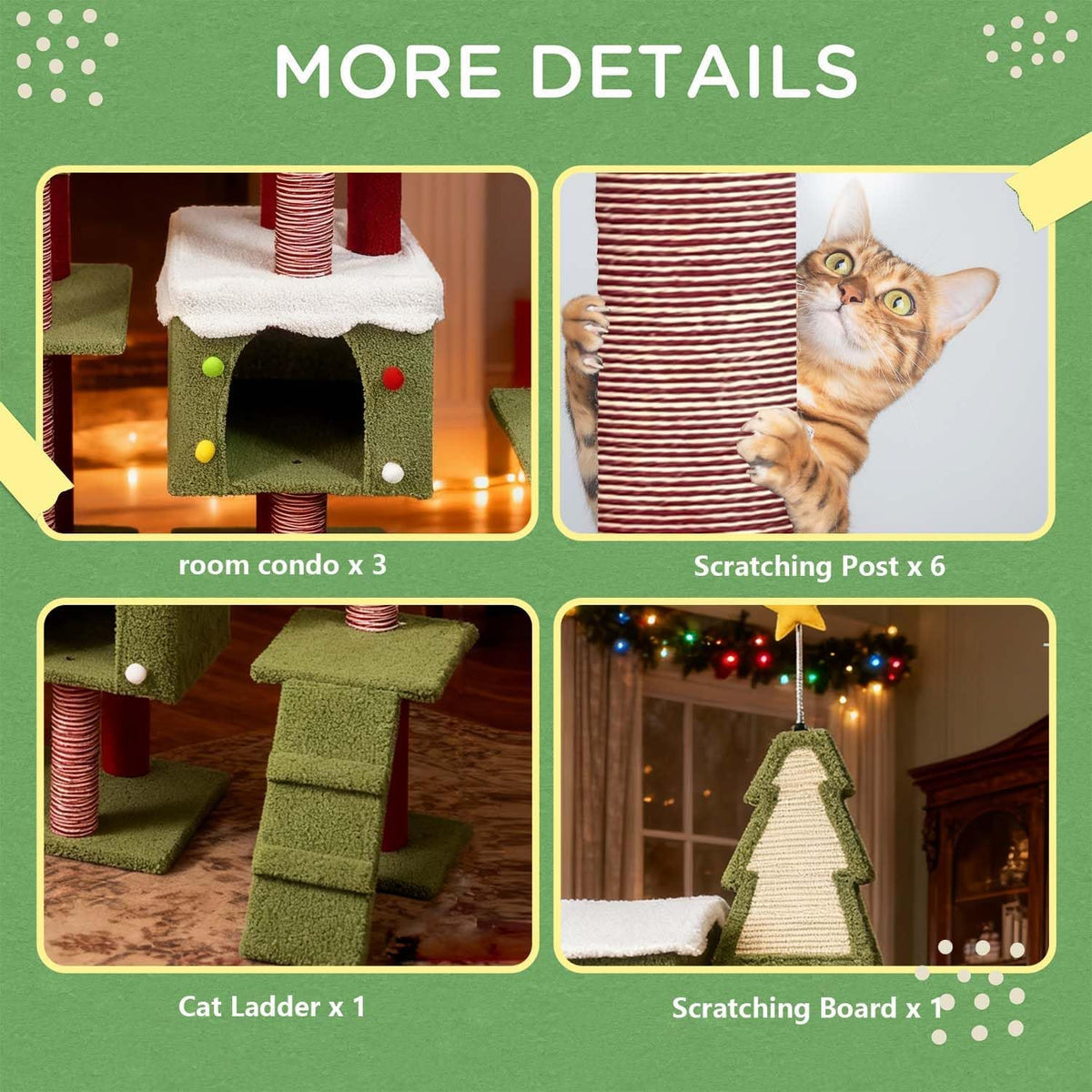 70.8" Cat Tree Tower with Scratching Post & Ladder D99879