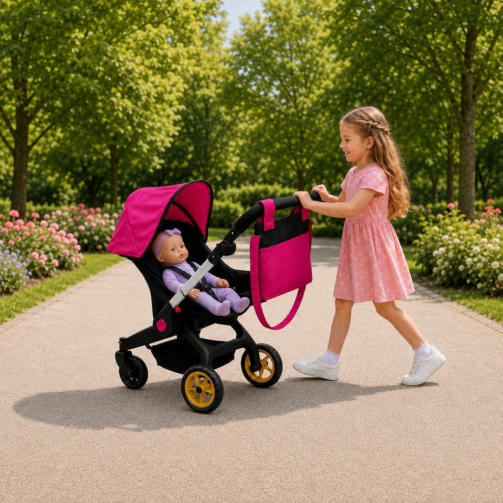 Pink Convertible 2 in 1 Doll Stroller and Car Seat D168420