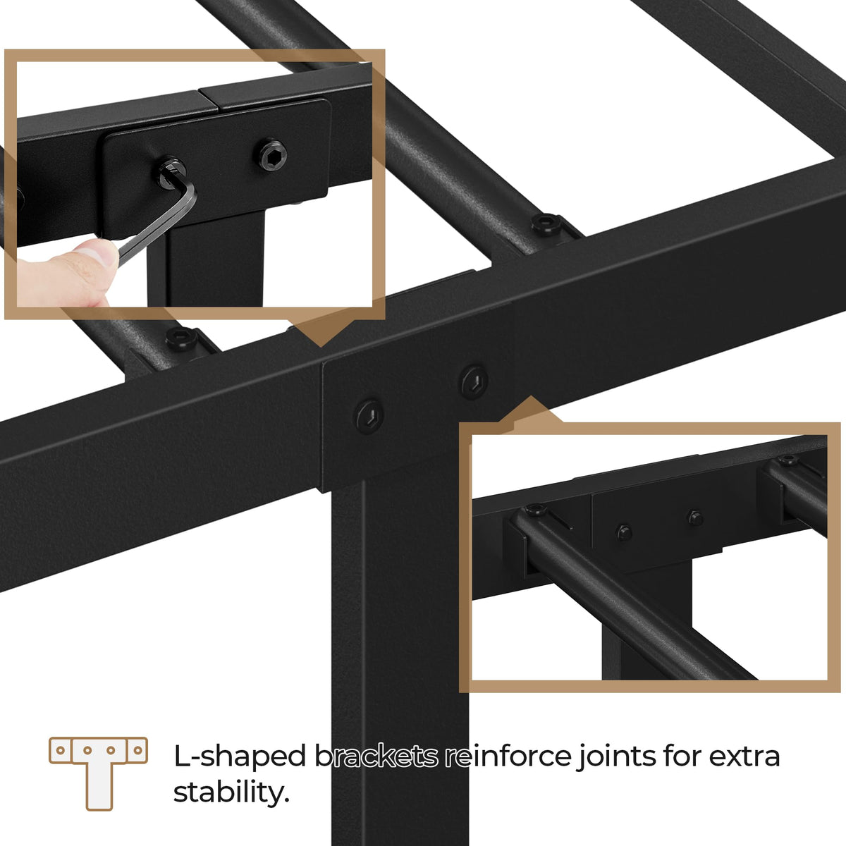Black Metal Bed Frame with Spindle Headboard D269748