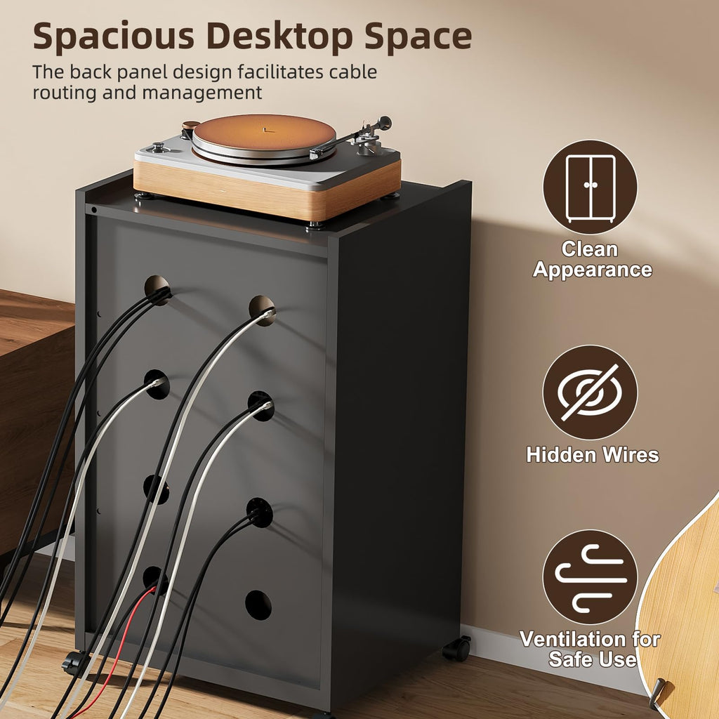Black Media Cabinet with Glass Door Z56176