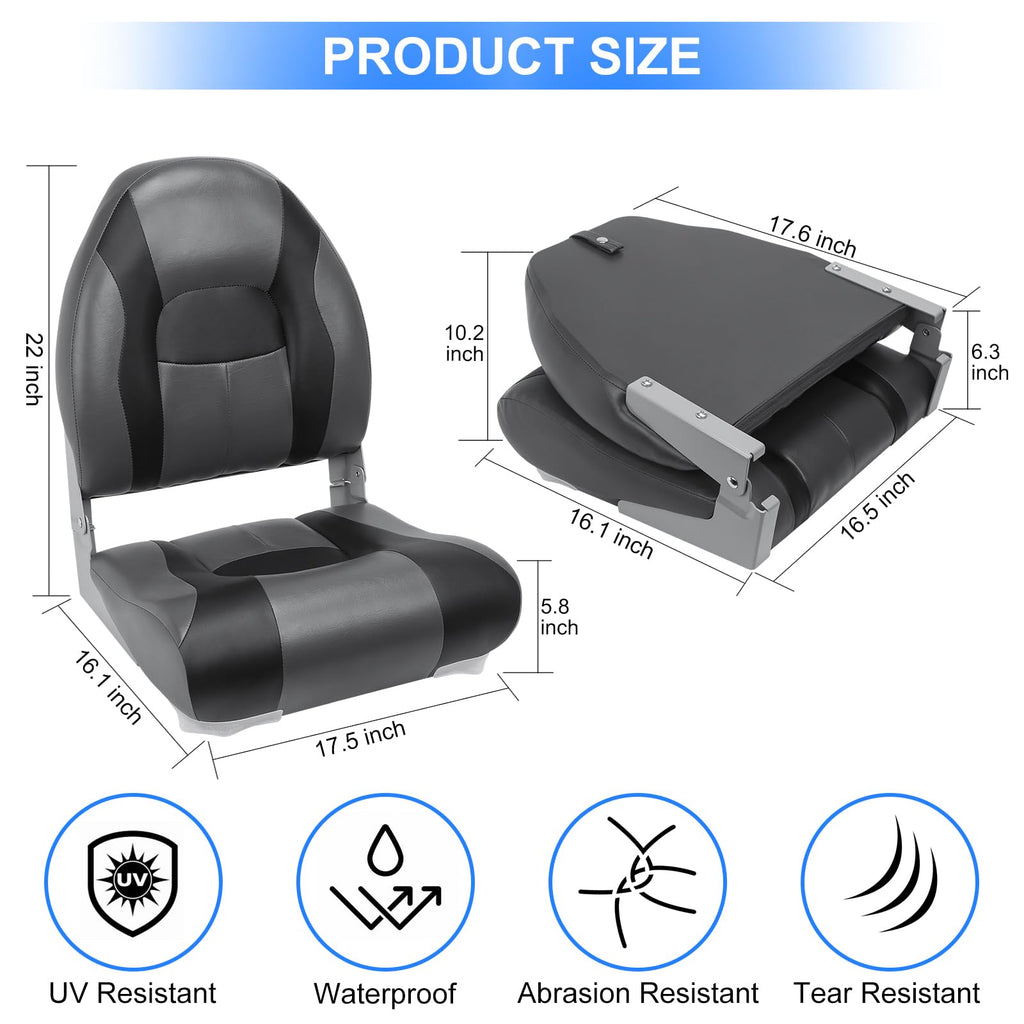 High Back Folding Waterproof Boat Seats 2 Pack K865