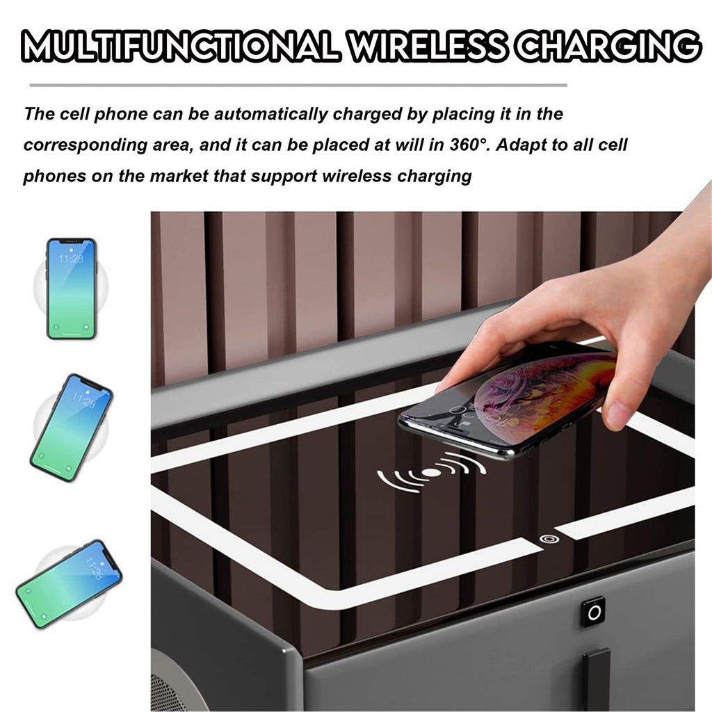 White 3 Drawer Smart Nightstand with Wireless Charging Y2503