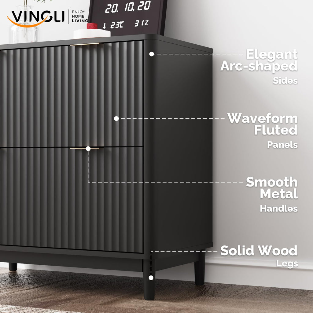 Black 2 Drawer Wood File Cabinet E53658