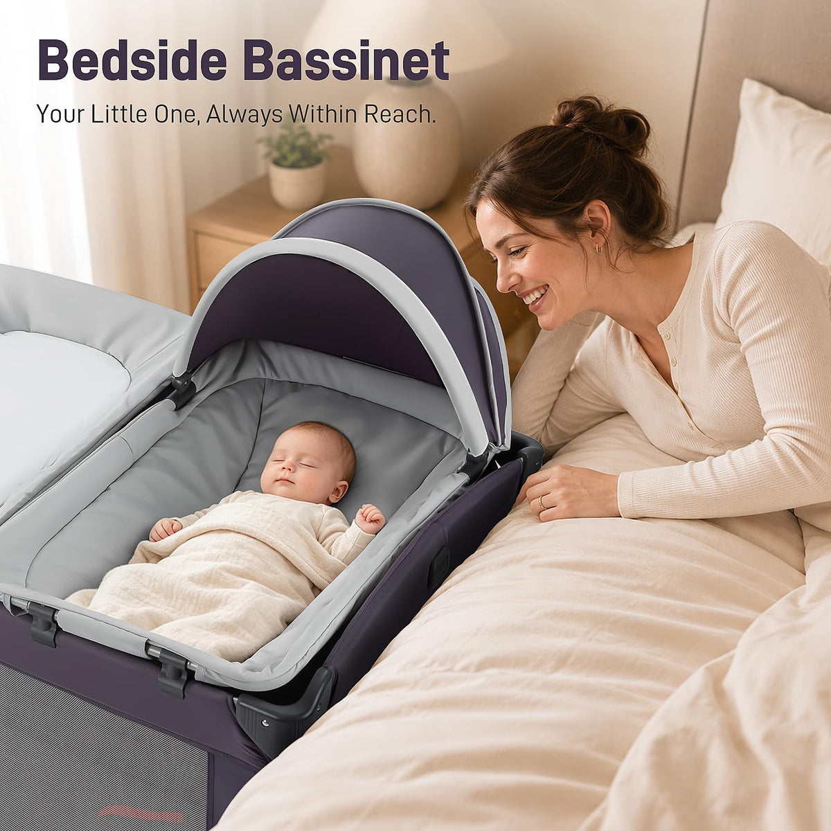 4-in-1 Portable Baby Playard with Bassinet and Changing Table, Black Q49614