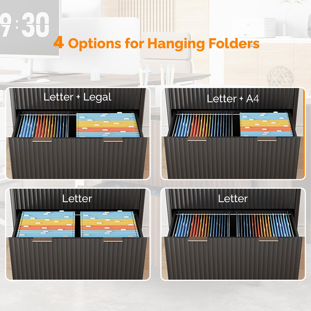 Black 2 Drawer Wood File Cabinet E53658