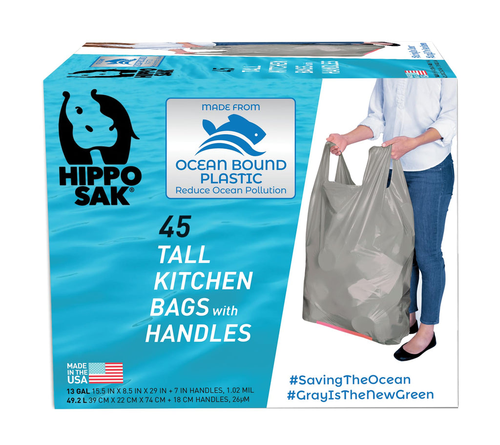 13 Gallon Recycled Plastic Tall Kitchen Trash Bags 45 Count R5988