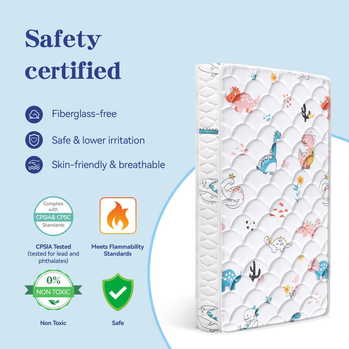 5" Firm Hypoallergenic Crib and Toddler Mattress Y53017