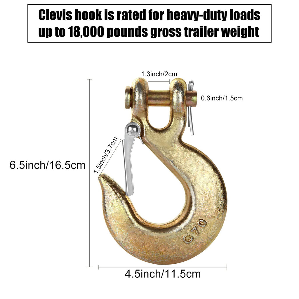 3/8 Inch Heavy Duty Forged Steel Clevis Slip Hook with Latch, 4 Pack W193899